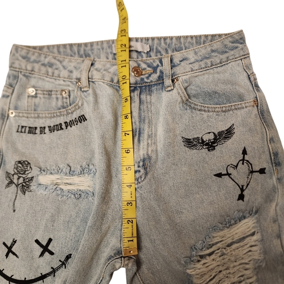 Adika Distressed High Waist Tattoo Mother Cut Jeans Size 28 - Picture 6 of 14